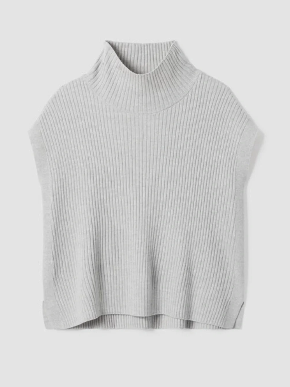 Eileen Fisher Merino Wool Turtleneck Top sweater sea salt / light gray